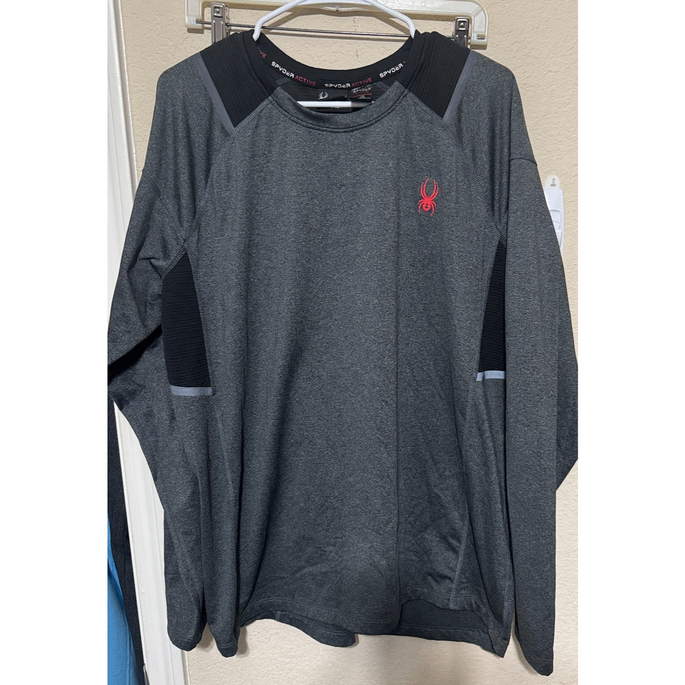 Spyder Active Mens Shirt L Black Compression tshirt long sleeve performance